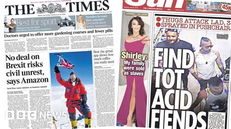 newspaper headlines no deal risks civil unrest and pure evil bbc