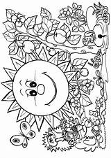 Coloring Pages Spring Sun Smiling Flowers Kolorowanki Wiosna Do Dla Nature Drukowania Marzec Dzieci Malowanki A4 Butterfly Rainbow Printable Roku sketch template