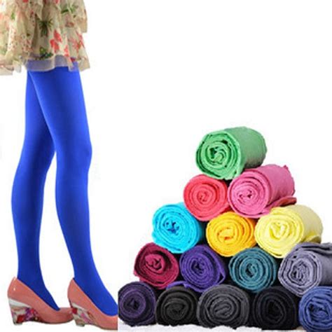sexy candy color women 120d opaque footed tights pantyhose thick tights