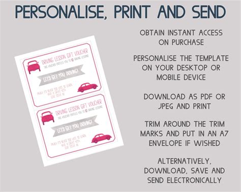 driving lesson gift voucher template instant downloadable etsy
