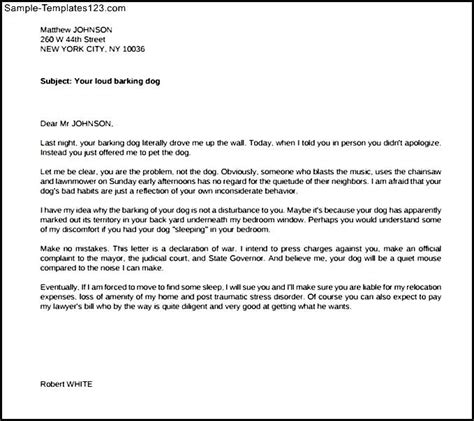 funny complaint letter  barking dogs printable  sample