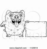 Ugly Pig Clipart Outlined Sign Cartoon Thoman Cory Vector Coloring Royalty 2021 sketch template