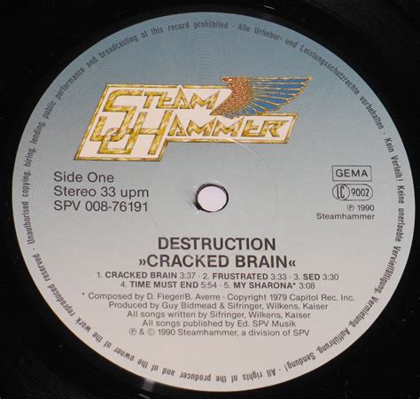 destruction cracked brain teutonic german thrash metal  lp vinyl