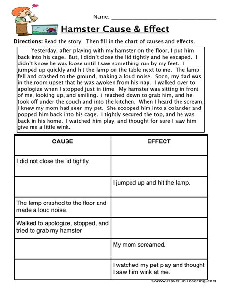 effect worksheets  fun teaching