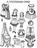 Victorian Pages Coloring Doll Dress Child sketch template