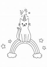 Coloring Pages Unicorn Rainbow Cat Mermaid Printable Coloring1 Birthday sketch template