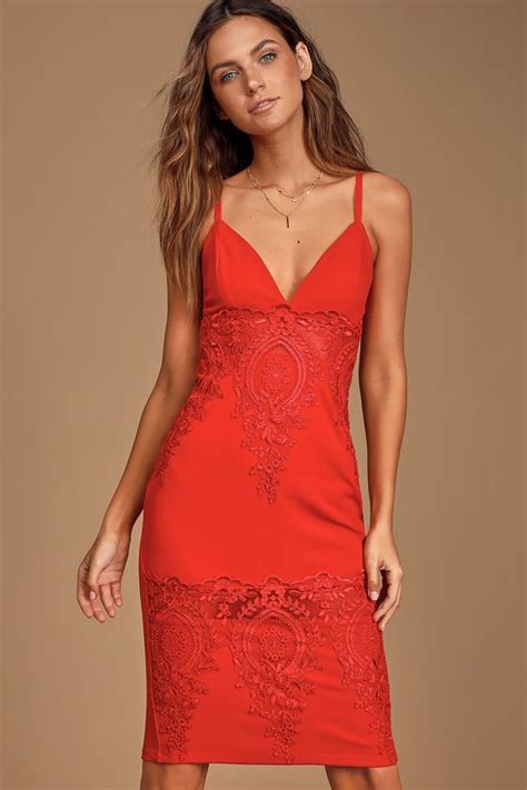 can t deny it red lace bodycon midi dress in 2020 with images lace