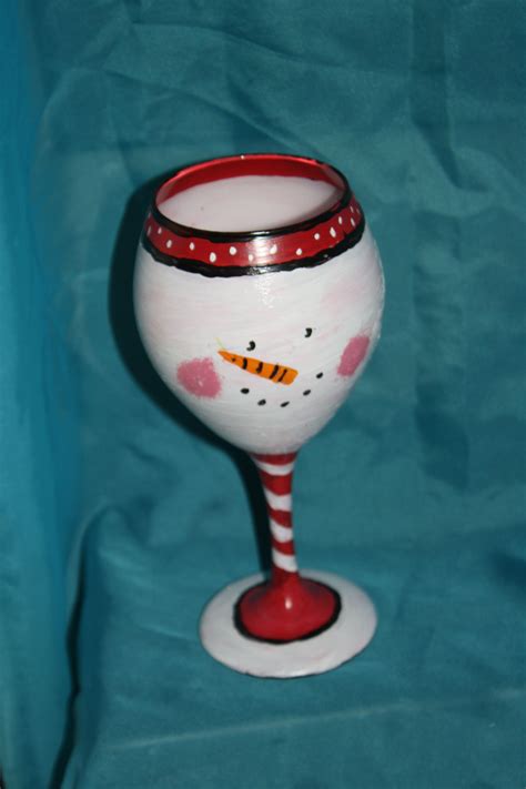 Snowman Wine Glass Snowman Wine Glass Hand Painted Wine Glasses