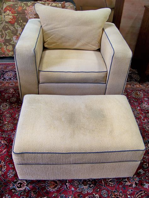 lot overstuffed upholstered club chair  ottoman