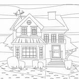 Illustration Vector Catroon Coloring Building House Preview sketch template