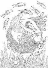 Mandalas Sirenas Pregnant Sirena Relajarse Magos Visitar Colorir sketch template