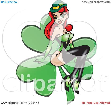 Clipart Sexy St Patricks Day Irish Redhead Pinup Woman On