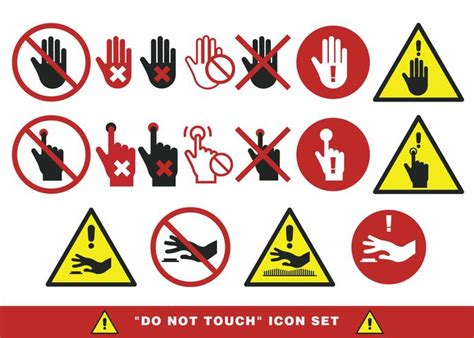 do not touch sign set vector download free vectors