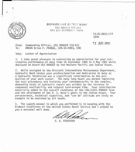 navy letter  recommendation letter sample images   finder