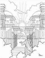 Gate Coloring Heavens Pages Drawing Heaven Jesus Adult Christian Servant Faithful Welcoming His Goodsalt Connell Dave Getdrawings sketch template