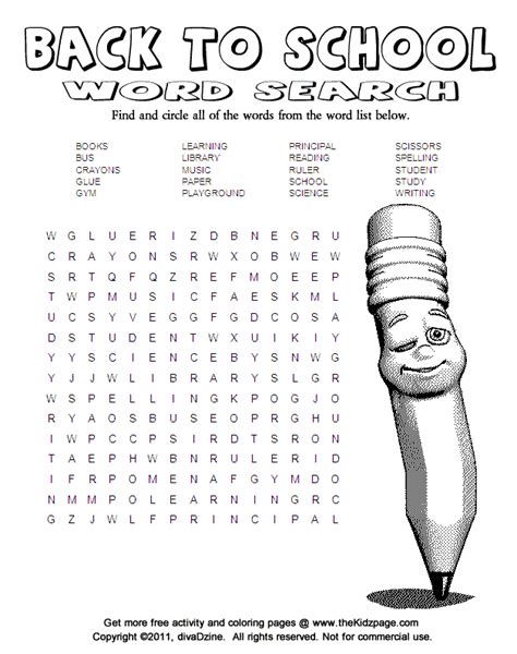 Back To School Word Search Free Printable Learning