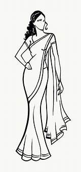 Saree Clipart Indian Coloring Drawing Girl Fashion Sketches Sari Dress Cliparts Illustration Cartoon Drawings Sketch Woman Girls Flat Illustrations Pages sketch template