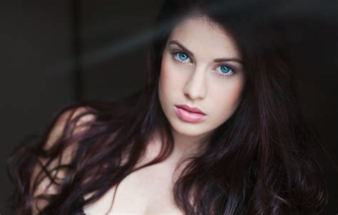 wallpaper girl model long hair photo blue eyes face brunette