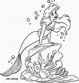 Ariel Coloring Little Disney Mermaid Pages Printable Princess Water Kids Enjoying Walt Dania sketch template