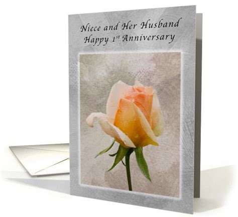 happy st anniversary  niece   husband fresh rose card