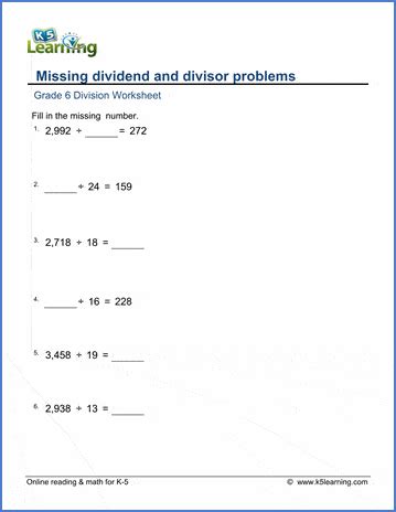 grade  math worksheet multiplication division division
