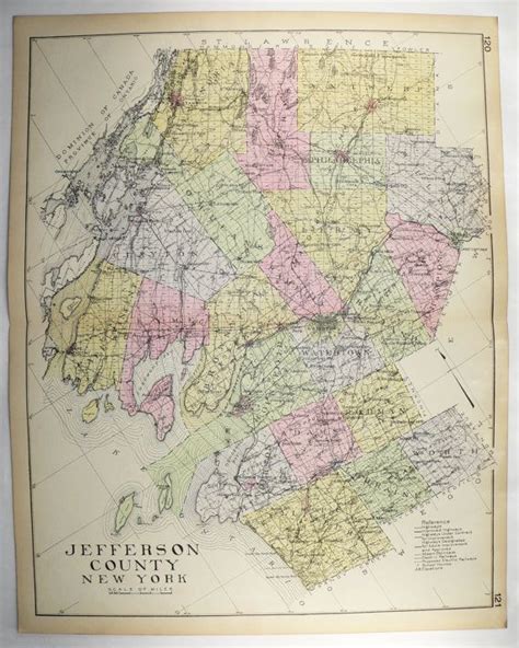 1912 Large Vintage Map Jefferson County Ny Map New York Etsy Ny Map