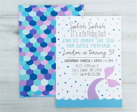 mermaid birthday invitations printable mermaid invitations etsy