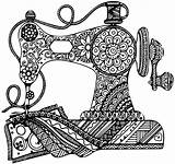 Zentangle Sewing Coloring Machine Choose Board Drawing sketch template