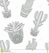 Zentangle Kaktus Muster Vektorillustration Nahtloses Mexikanischen sketch template