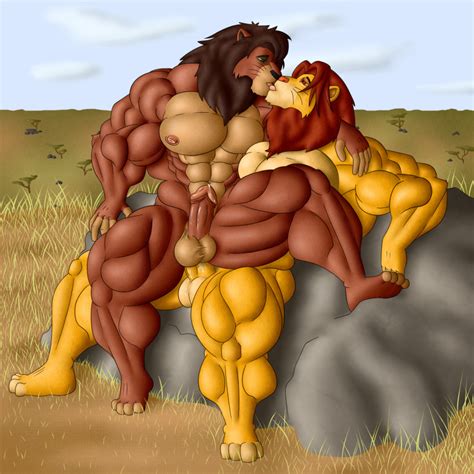 rule 34 abs anal anal sex anthro biceps cum disney duo feline kissing kovu lion male mammal
