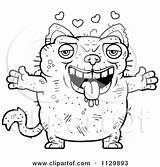 Ugly Outlined Cat Clipart Coloring Cartoon Vector Loving Confused Running Thoman Cory sketch template