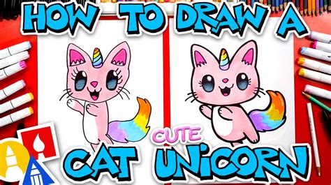 draw  cute cat unicorn art  kids hub