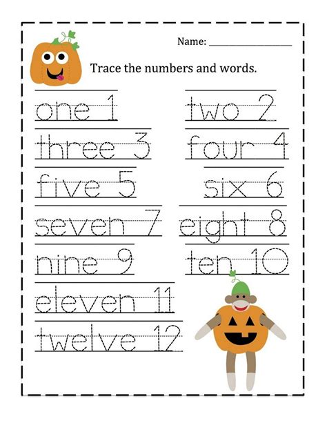 tracing numbers   worksheet words learning printable