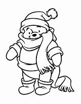 Pooh Coloring Winter Pages Winnie Printable Kids Clothes Book Disney Preschool sketch template