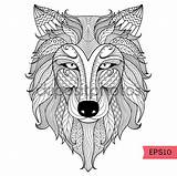 Zentangle Ausmalen Loup Shirts Colorear Lobo Colouring Zen Attrape Zentagle Vlk Une 123rf sketch template
