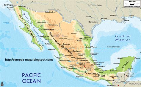 mapa de mexico fisico ciudad