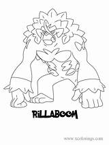 Pokemon Coloring Rillaboom Pages Sword Shield Printable Xcolorings sketch template