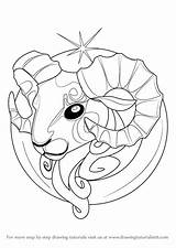 Zodiac Aries Sign Draw Signs Drawing Step Astrology Tutorials Drawingtutorials101 Getdrawings Learn sketch template