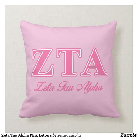 zeta tau alpha pink letters throw pillow zazzle letter throw