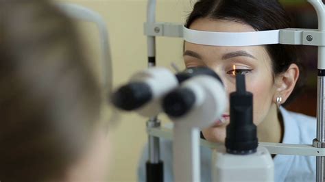 eye examination  slit lamp  oculist office stock video footage