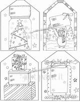 Christmas Coloring Tags Gift Four sketch template