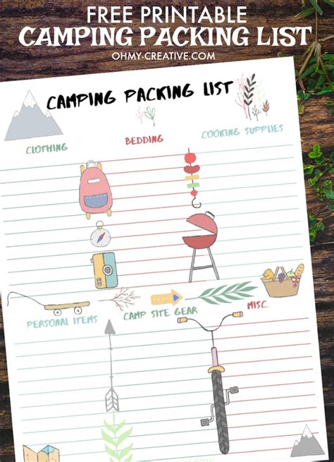 personalized camping packing list printable   creative