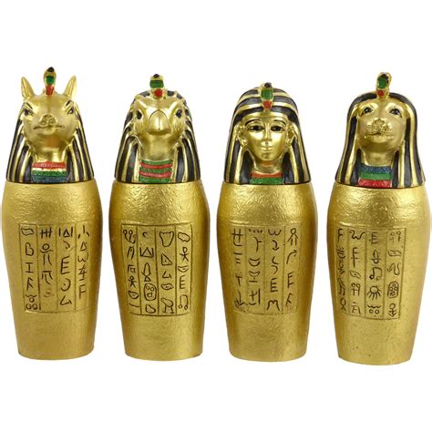 set   egyptian gold canopic jars ancient egypt decorative treasures