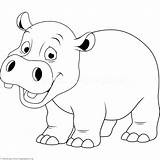 Hippo Hippopotamus Drawing Outline Cartoon Cute Coloring Pages Baby Kids Getdrawings Drawings sketch template