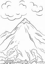 Mountain Scene Pages Coloring Color sketch template