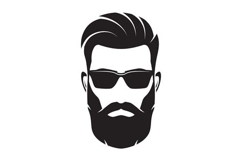 Bearded Men Face Hipster Character Vector Illustration Beard Logo