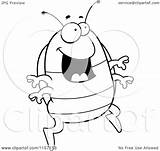 Cartoon Excited Jumping Pillbug Clipart Coloring Outlined Vector Thoman Cory Royalty sketch template
