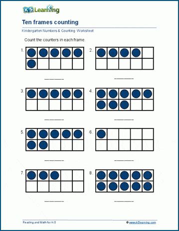 ten frame practice worksheets  games kindergarten math