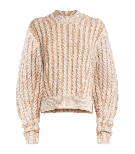 chloé beige cable knit sweater harrods uk