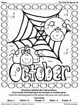 Halloween Coloring Pages Color Math Puzzles Number Worksheets Printable Code Sheets Teacherspayteachers Addition Numbers Cute Activities Getcolorings Kindergarten Activity Fun sketch template